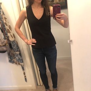 J.Crew Black V-Neck Back Zipper top